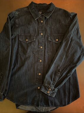 GAP Dark Indigo Denim Western-Style Shirt